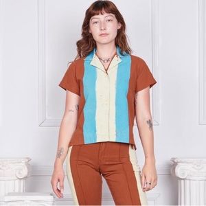 Big Bud Press hand painted Terracotta Pantry button-up in Size P (XXS)